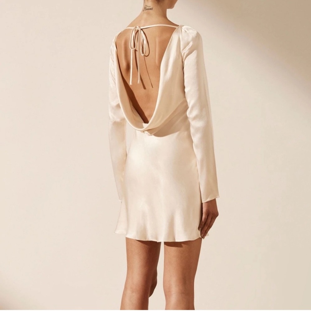 Shona Joy La Lune Long Sleeve Backless Mini Dress - Cream